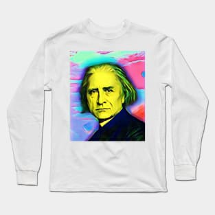 Franz Liszt Colourful Portrait | Franz Liszt Artwork 7 Long Sleeve T-Shirt